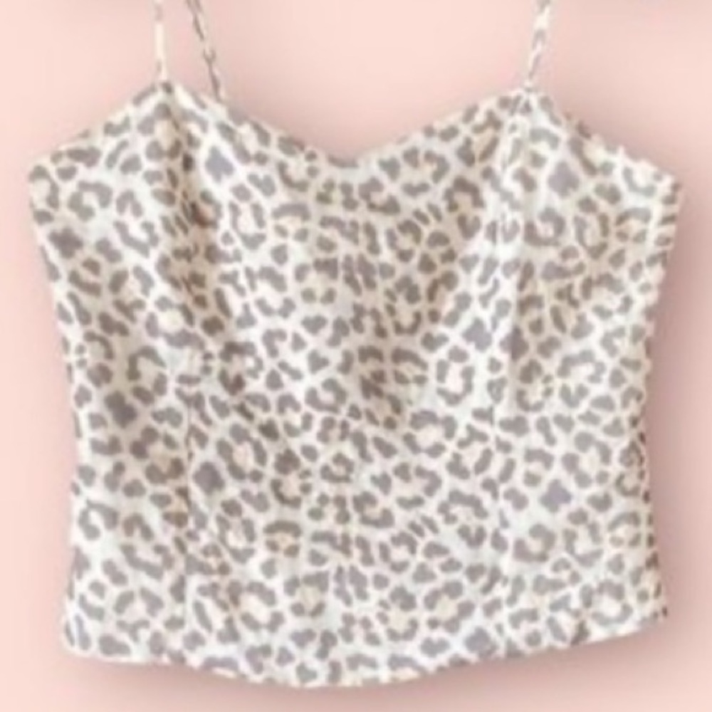 Lavender‎ Brown Animal Print Cropped Top Small
